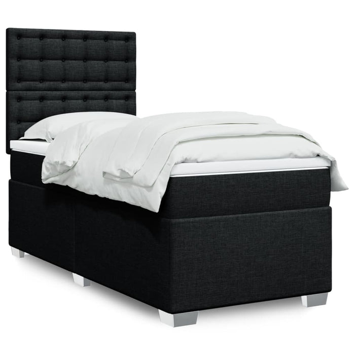 Pat box spring cu saltea, negru, 90x190 cm, textil - WALTI WALTI