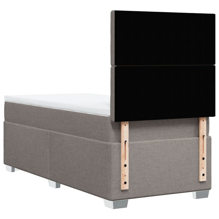 Pat box spring cu saltea, gri taupe, 90x190 cm, textil WALTI