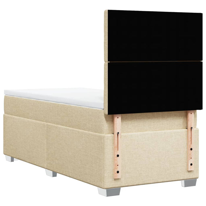 Pat box spring cu saltea, crem, 90x190 cm, textil WALTI