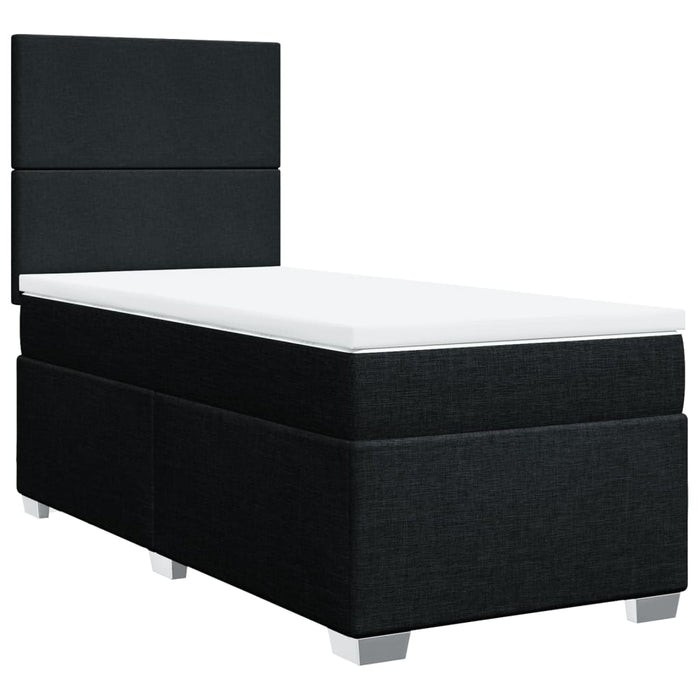 Pat box spring cu saltea, negru, 90x200 cm, textil - WALTI WALTI
