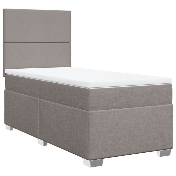 Pat box spring cu saltea, gri taupe, 90x200 cm, textil - WALTI WALTI
