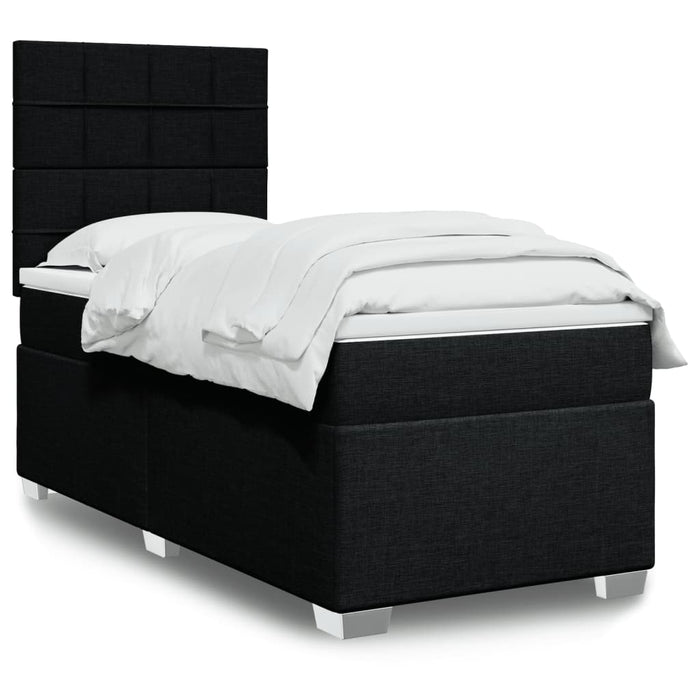 Pat box spring cu saltea, negru, 90x200 cm, textil - WALTI WALTI
