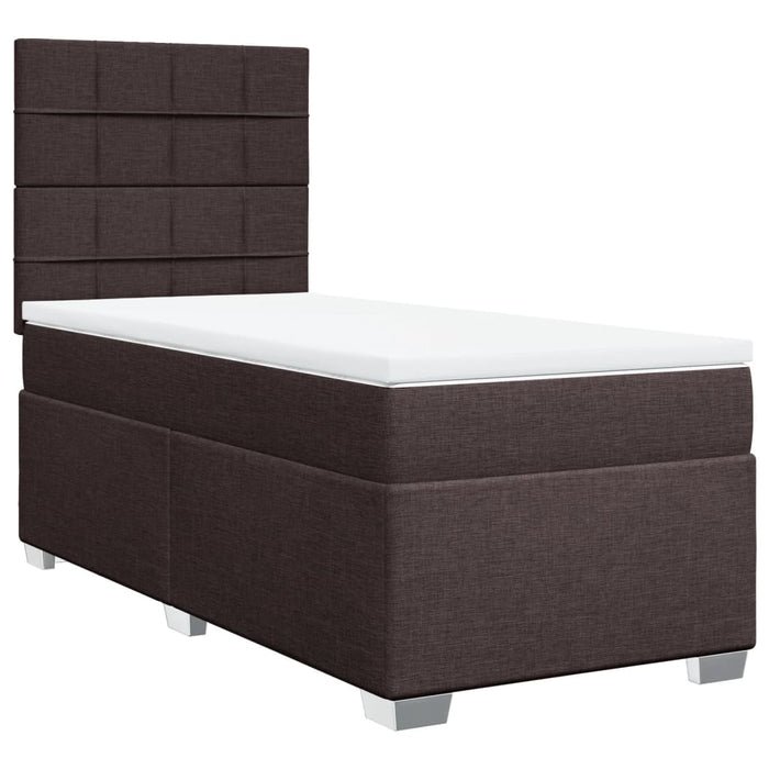 Pat box spring cu saltea, maro închis, 90x200 cm, textil - WALTI WALTI