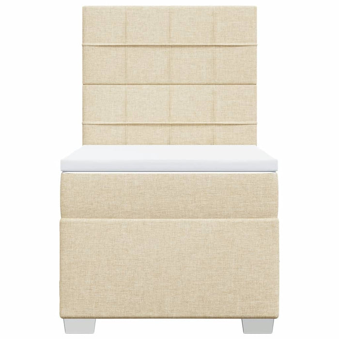 Pat box spring cu saltea, crem, 90x200 cm, textil - WALTI WALTI