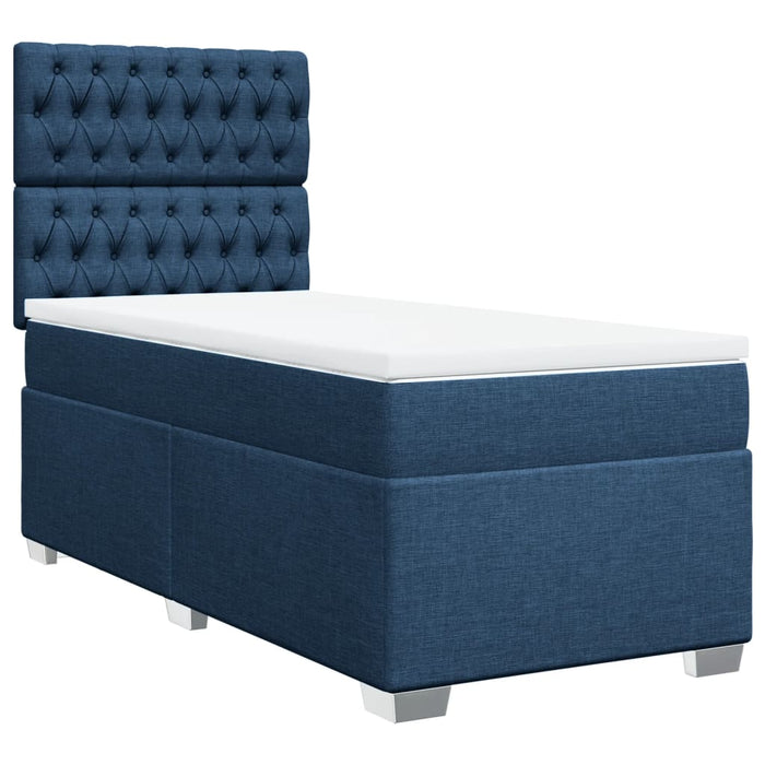 Pat box spring cu saltea, albastru, 90x200 cm, textil - WALTI WALTI