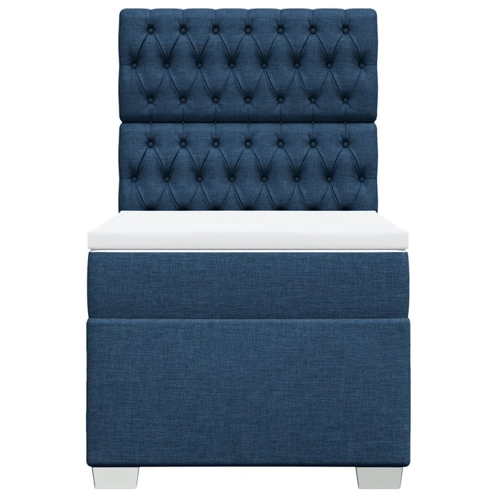 Pat box spring cu saltea, albastru, 90x200 cm, textil - WALTI WALTI