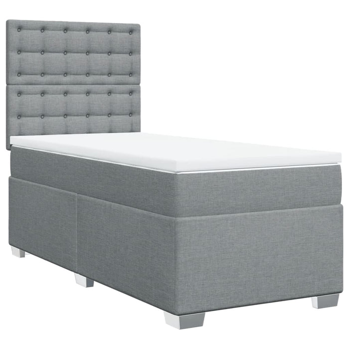 Pat box spring cu saltea, gri deschis, 90x200 cm, textil - WALTI WALTI