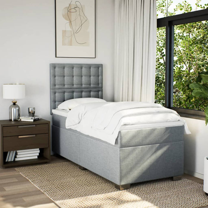 Pat box spring cu saltea, gri deschis, 90x200 cm, textil - WALTI WALTI