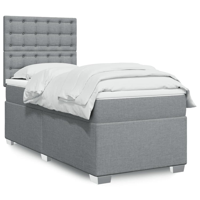 Pat box spring cu saltea, gri deschis, 90x200 cm, textil - WALTI WALTI