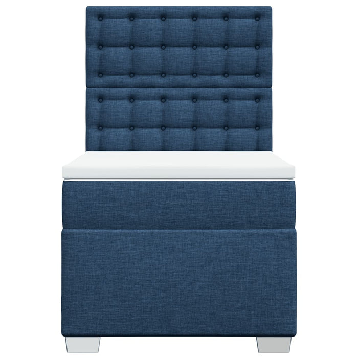 Pat box spring cu saltea, albastru, 90x200 cm, textil - WALTI WALTI