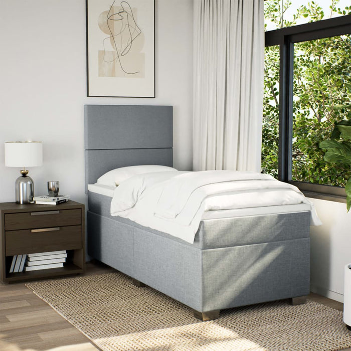 Pat box spring cu saltea, gri deschis, 100x200 cm, textil - WALTI WALTI