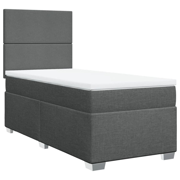 Pat box spring cu saltea, gri închis, 100x200 cm, textil - WALTI WALTI