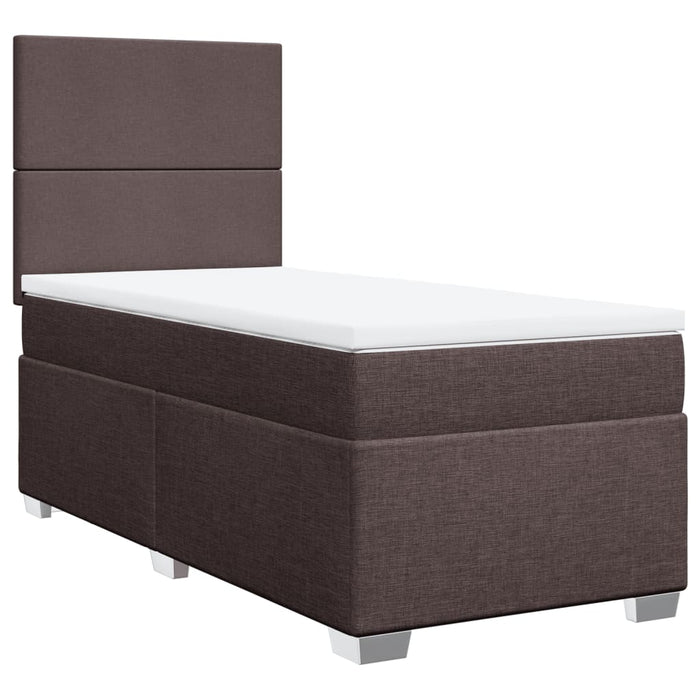 Pat box spring cu saltea, maro închis, 100x200 cm, textil - WALTI WALTI