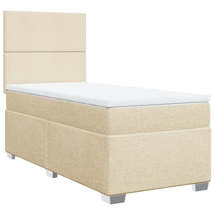 Pat box spring cu saltea, crem, 100x200 cm, textil - WALTI WALTI