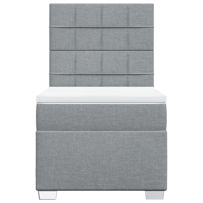 Pat box spring cu saltea, gri deschis, 100x200 cm, textil - WALTI WALTI
