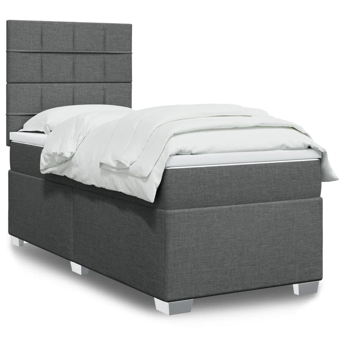 Pat box spring cu saltea, gri închis, 100x200 cm, textil - WALTI WALTI