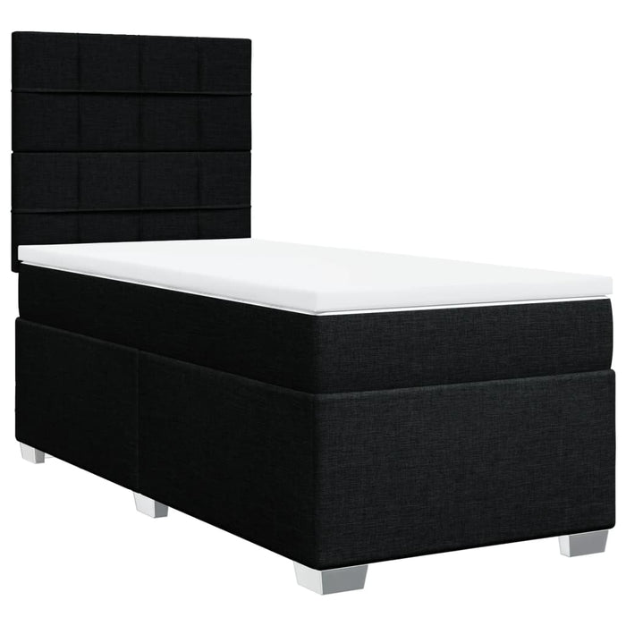 Pat box spring cu saltea, negru, 100x200 cm, textil - WALTI WALTI
