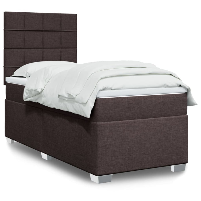 Pat box spring cu saltea, maro închis, 100x200 cm, textil - WALTI WALTI