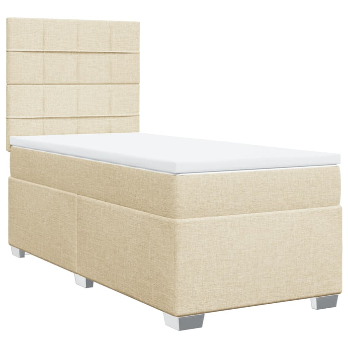 Pat box spring cu saltea, crem, 100x200 cm, textil - WALTI WALTI