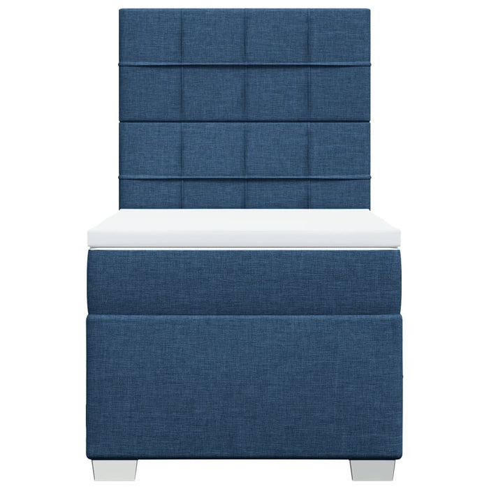Pat box spring cu saltea, albastru, 100x200 cm, textil - WALTI WALTI