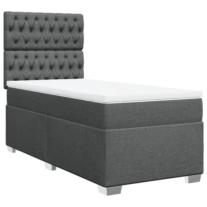 Pat box spring cu saltea, gri închis, 100x200 cm, textil - WALTI WALTI
