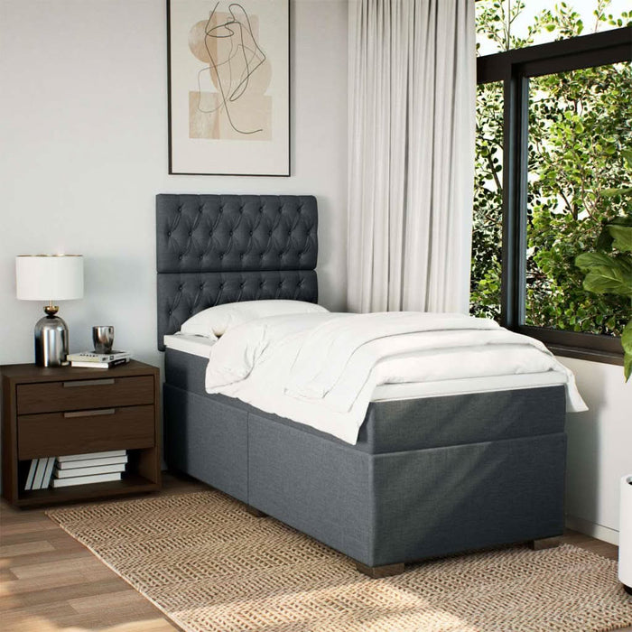 Pat box spring cu saltea, gri închis, 100x200 cm, textil - WALTI WALTI