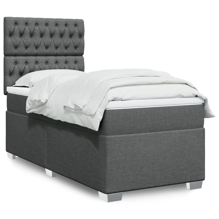 Pat box spring cu saltea, gri închis, 100x200 cm, textil - WALTI WALTI