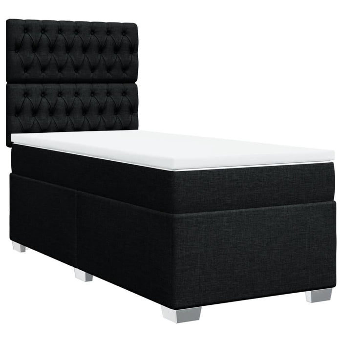 Pat box spring cu saltea, negru, 100x200 cm, textil - WALTI WALTI