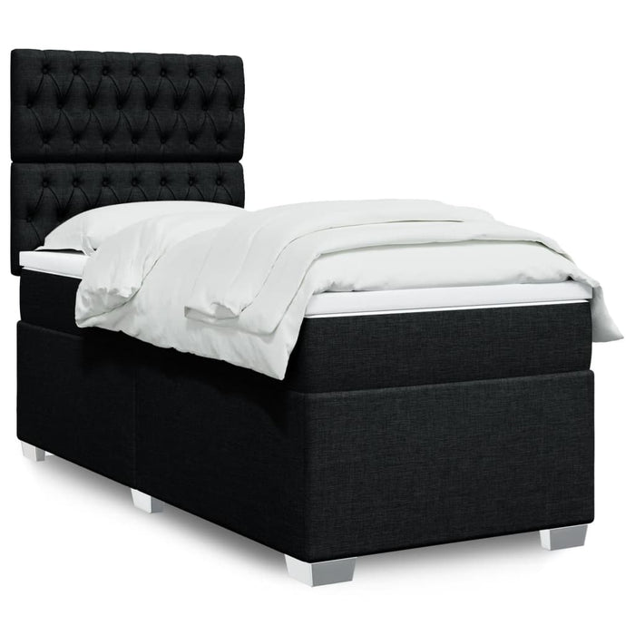 Pat box spring cu saltea, negru, 100x200 cm, textil - WALTI WALTI