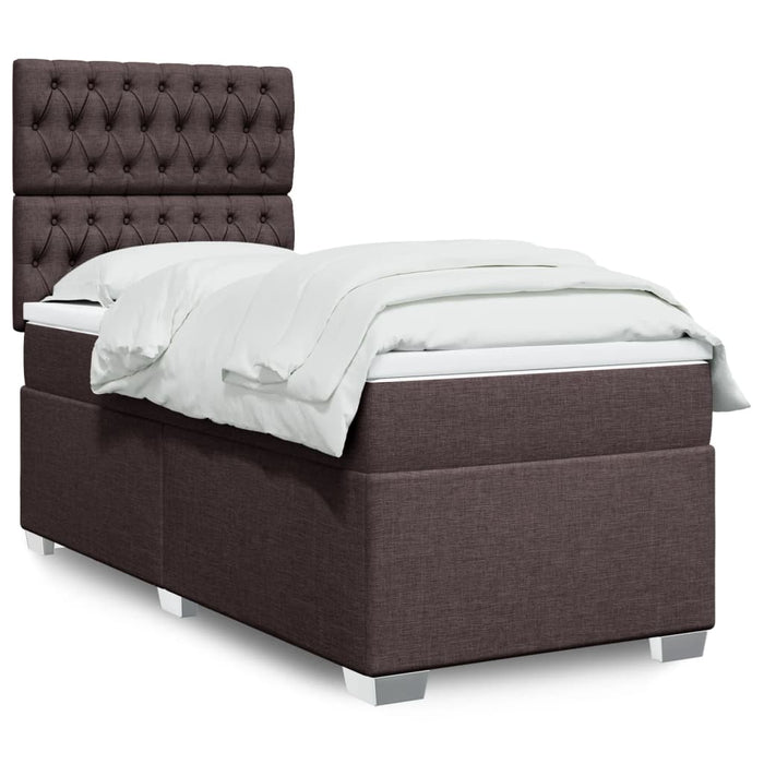 Pat box spring cu saltea, maro închis, 100x200 cm, textil - WALTI WALTI