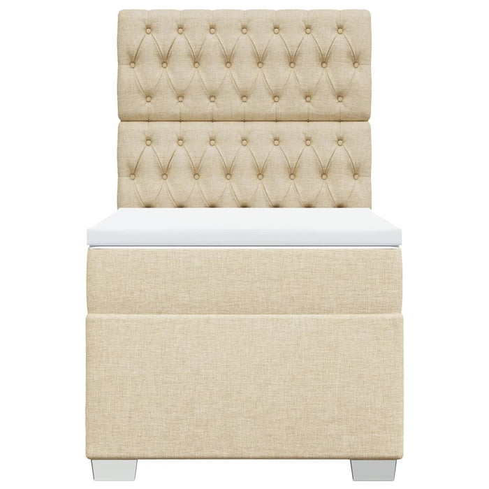 Pat box spring cu saltea, crem, 100x200 cm, textil - WALTI WALTI