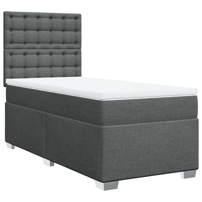 Pat box spring cu saltea, gri închis, 100x200 cm, textil - WALTI WALTI