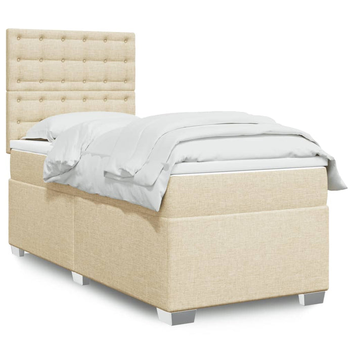 Pat box spring cu saltea, crem, 100x200 cm, textil - WALTI WALTI