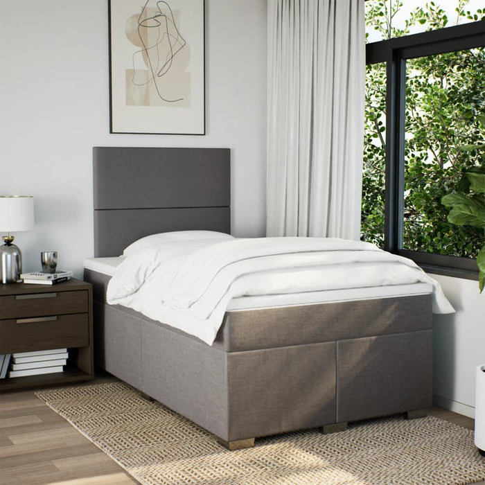 Pat box spring cu saltea, taupe, 120x190 cm material textil - WALTI WALTI
