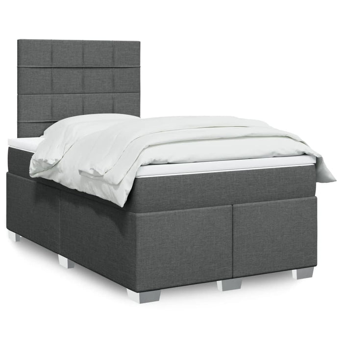 Pat box spring cu saltea, gri închis, 120x190 cm, textil - WALTI WALTI