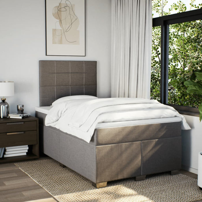 Pat box spring cu saltea, taupe, 120x190 cm material textil - WALTI WALTI