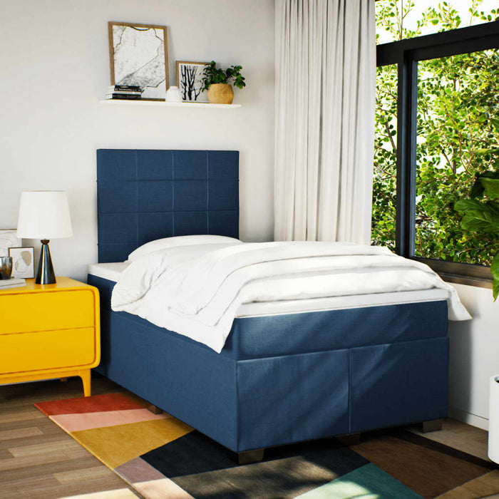 Pat box spring cu saltea, albastru, 120x190 cm, material textil - WALTI WALTI