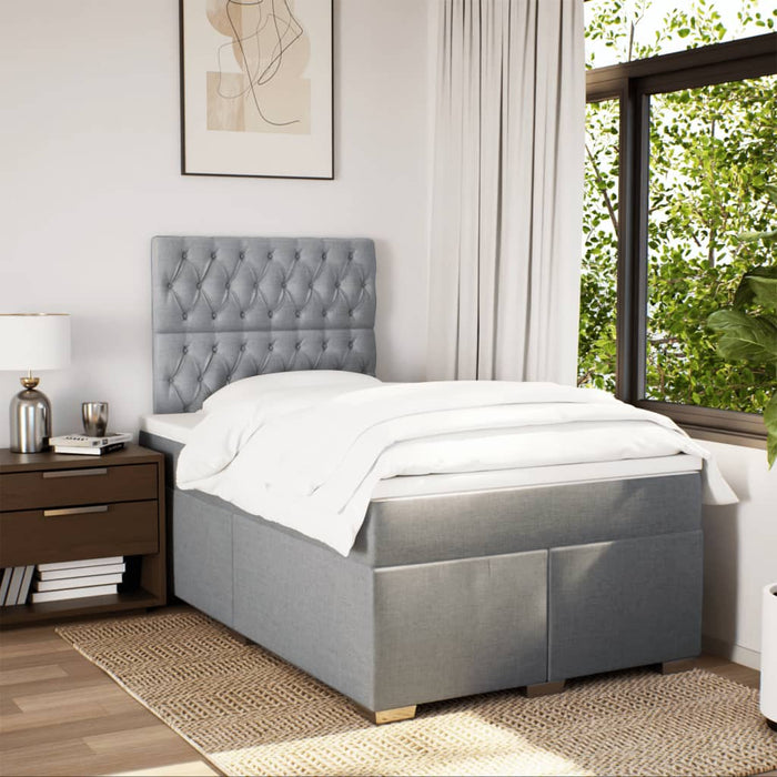 Pat box spring cu saltea, gri deschis, 120x190 cm, textil - WALTI WALTI