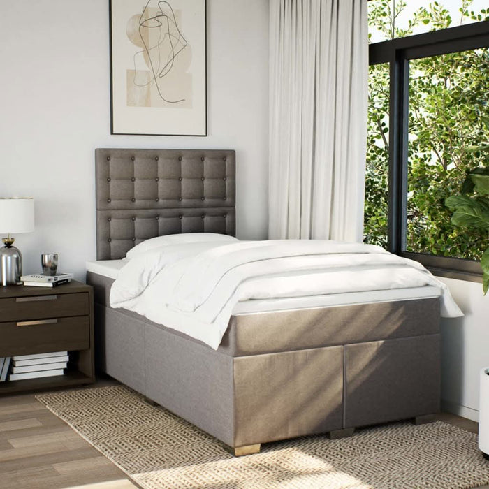Pat box spring cu saltea, taupe, 120x190 cm material textil - WALTI WALTI