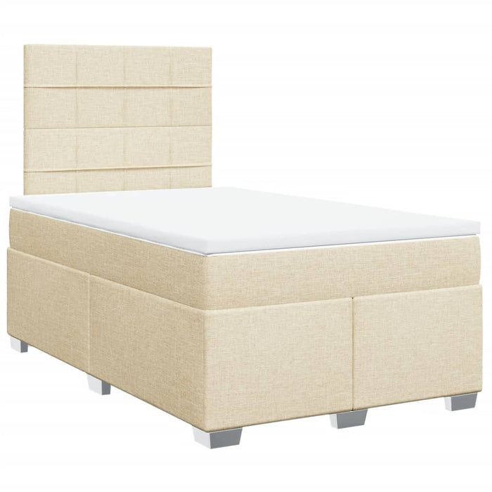 Pat box spring cu saltea, crem, 120x200 cm, textil - WALTI WALTI
