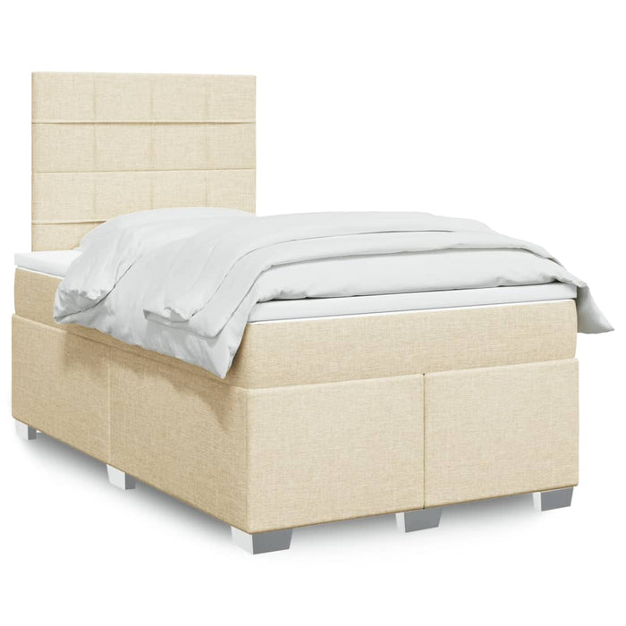 Pat box spring cu saltea, crem, 120x200 cm, textil - WALTI WALTI