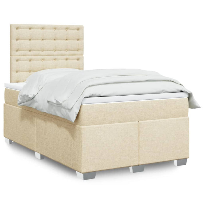 Pat box spring cu saltea, crem, 120x200 cm, textil - WALTI WALTI