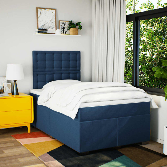 Pat box spring cu saltea, albastru, 120x200 cm, textil - WALTI WALTI