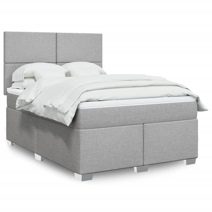 Pat box spring cu saltea, gri deschis, 140x190 cm, textil - WALTI WALTI