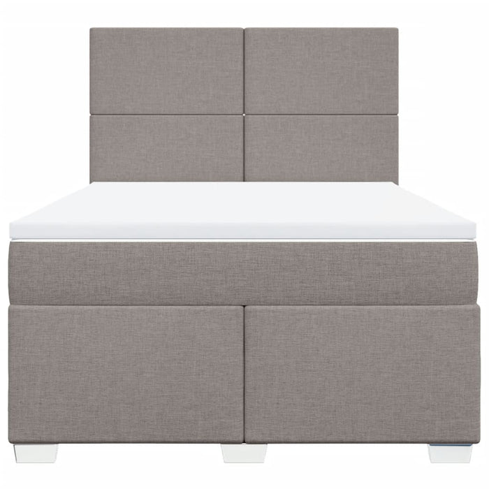 Pat box spring cu saltea, gri taupe, 140x200 cm, textil - WALTI WALTI