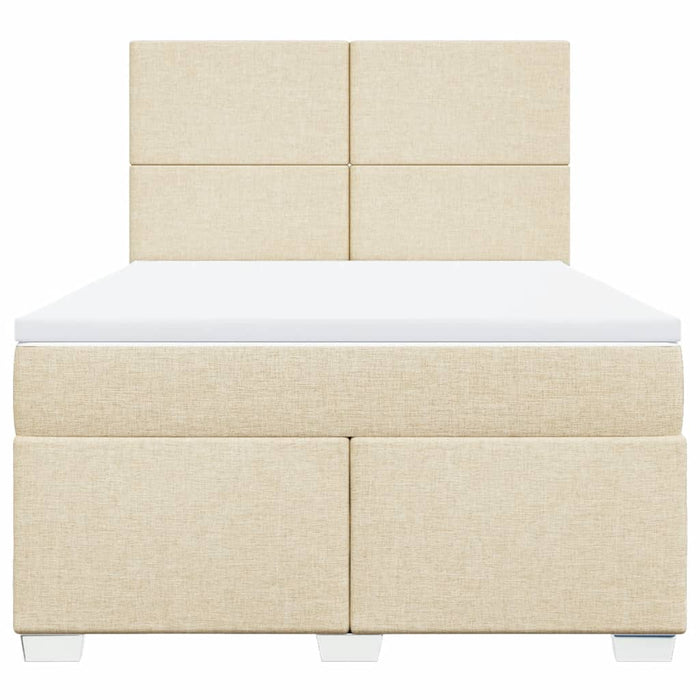 Pat box spring cu saltea, crem, 140x200 cm, textil - WALTI WALTI