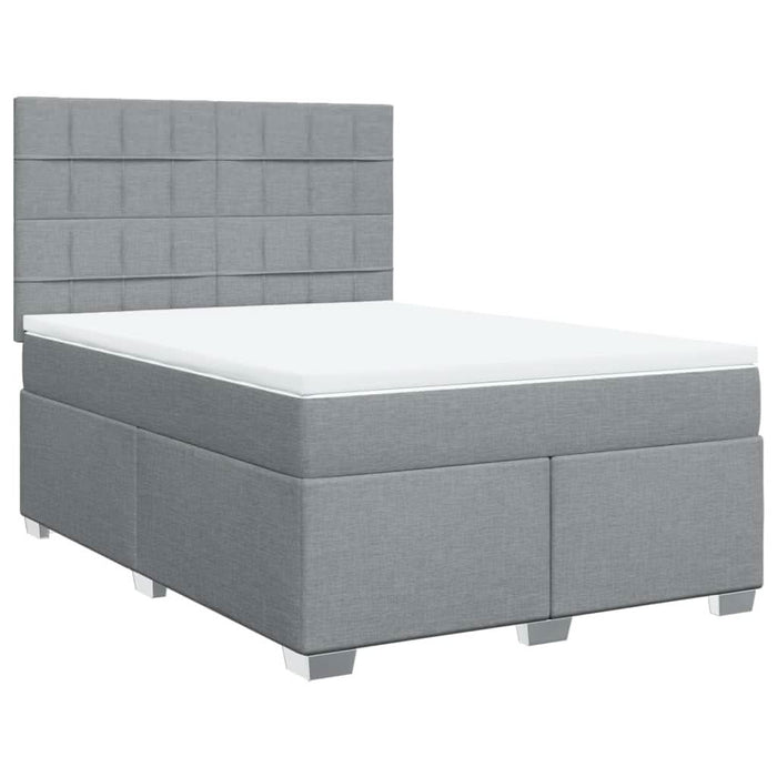 Pat box spring cu saltea, gri deschis, 140x190 cm, textil - WALTI WALTI