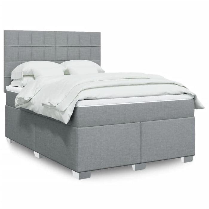 Pat box spring cu saltea, gri deschis, 140x190 cm, textil - WALTI WALTI