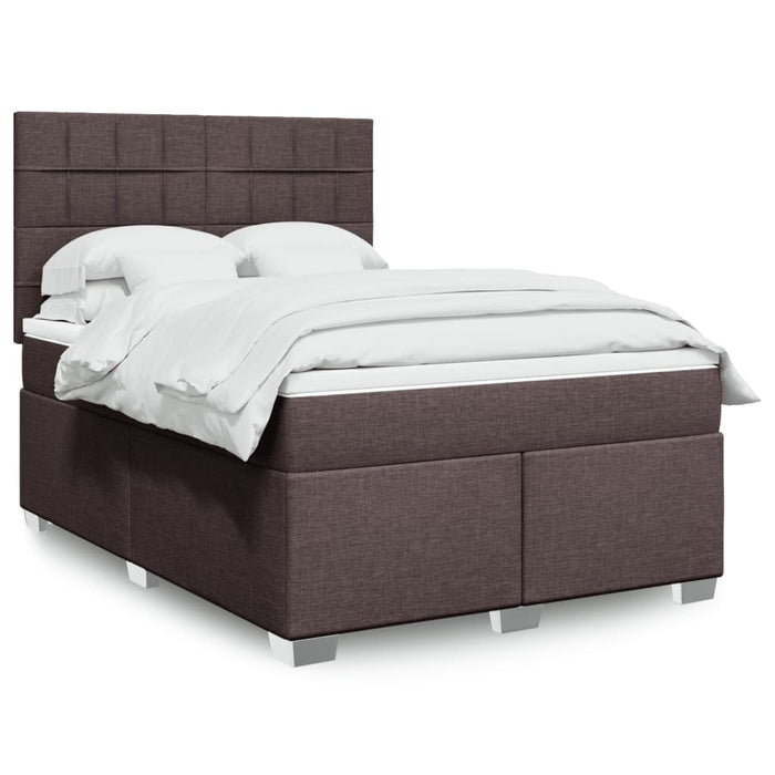 Pat box spring cu saltea, maro închis, 140x200 cm, textil - WALTI WALTI