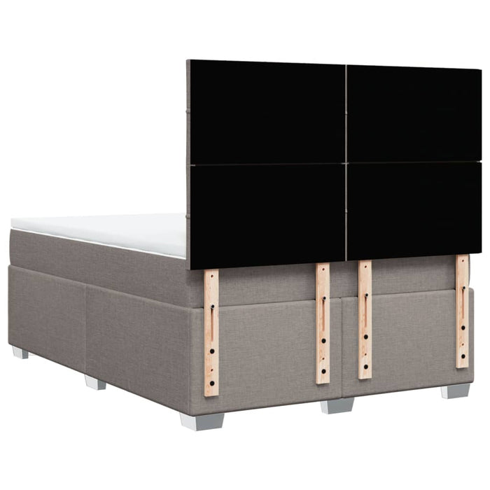 Pat box spring cu saltea, gri taupe, 140x200 cm, textil - WALTI WALTI